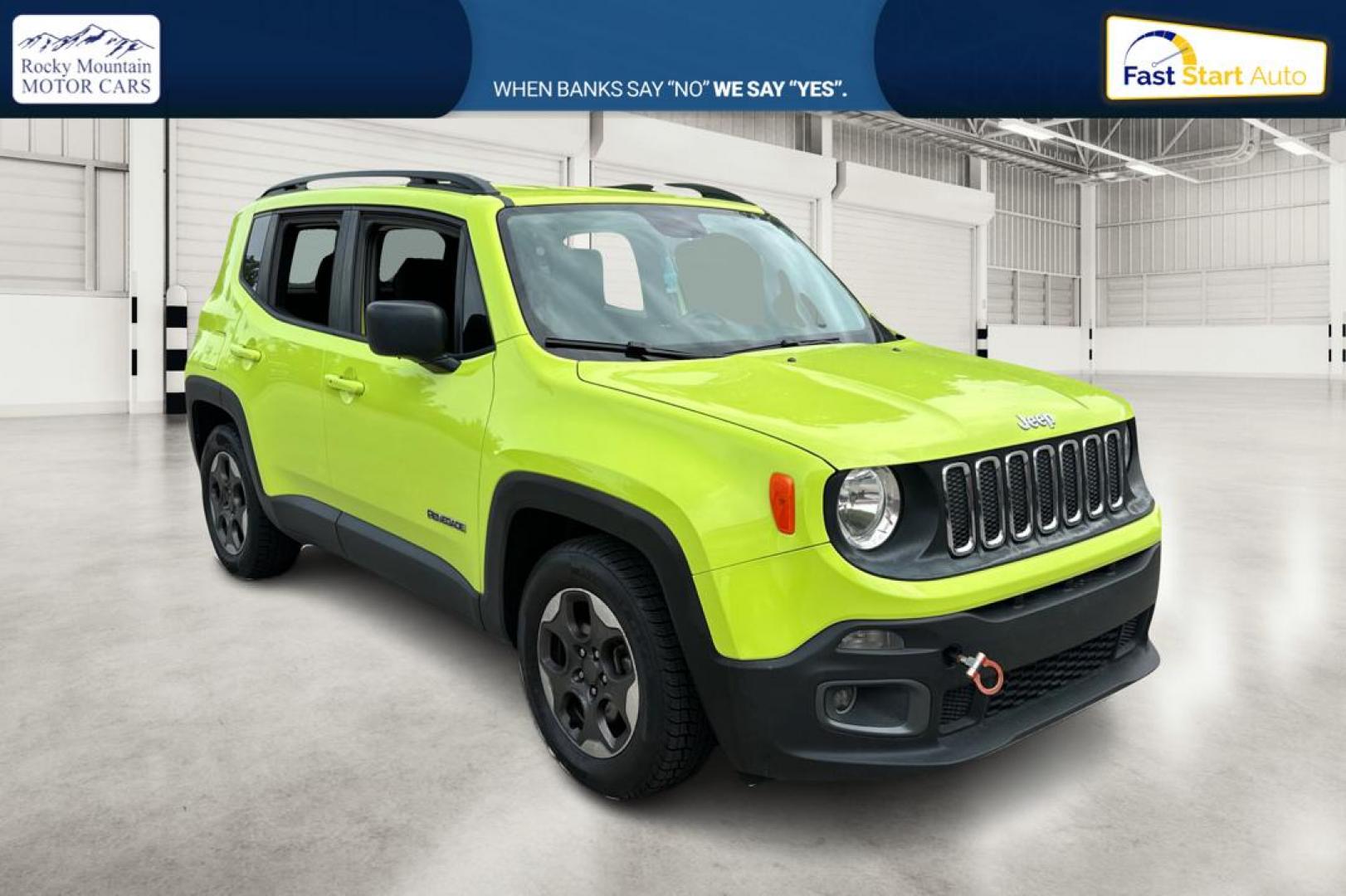 2017 Green Jeep Renegade Sport FWD (ZACCJAAB3HP) with an 2.4L L4 DOHC 16V engine, 6M transmission, located at 7755 State Street, Midvale, UT, 84047, (801) 753-9063, 40.610329, -111.890656 - Photo#0