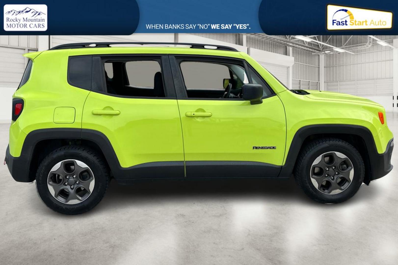 2017 Green Jeep Renegade Sport FWD (ZACCJAAB3HP) with an 2.4L L4 DOHC 16V engine, 6M transmission, located at 7755 State Street, Midvale, UT, 84047, (801) 753-9063, 40.610329, -111.890656 - Photo#1
