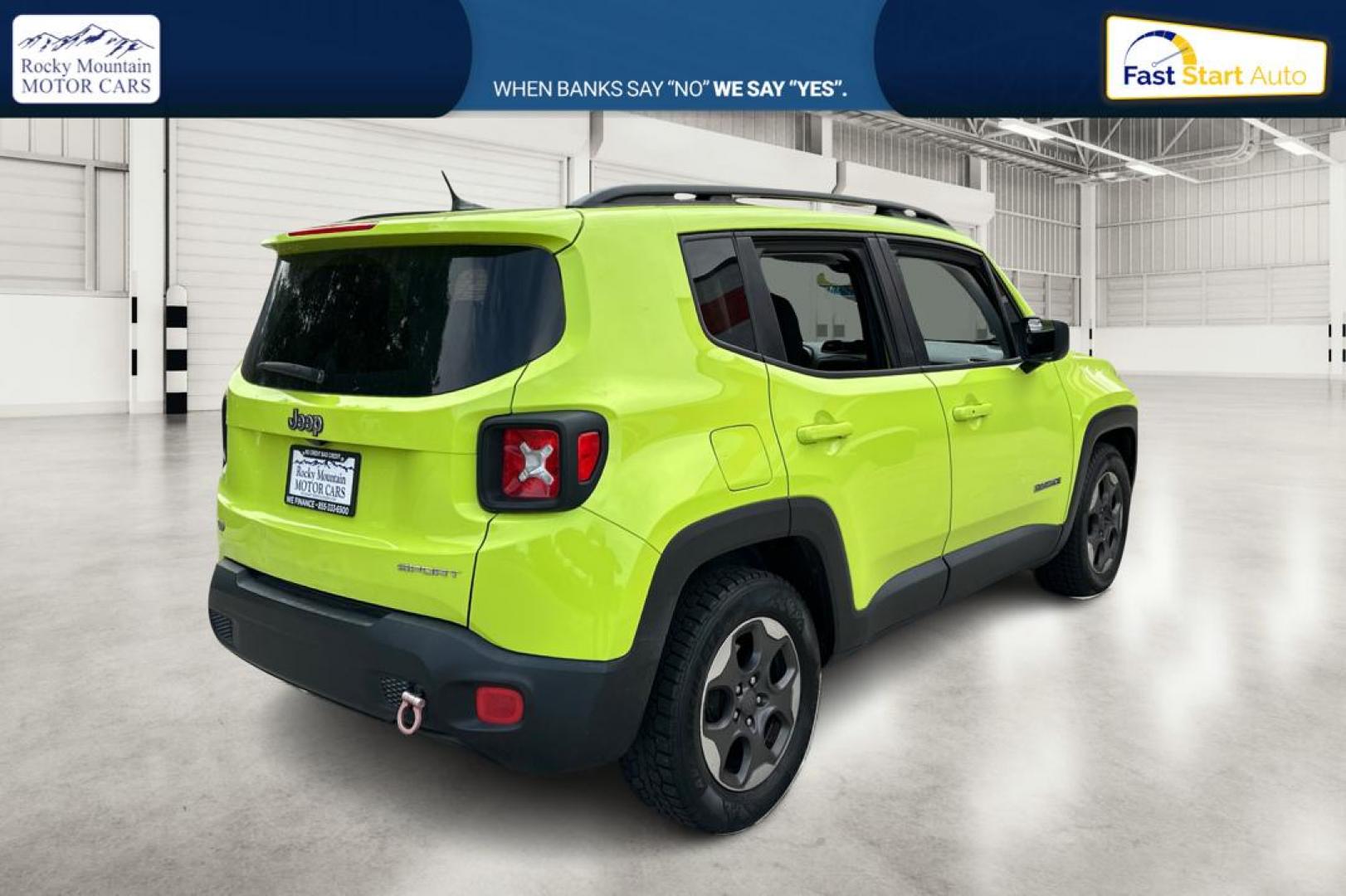 2017 Green Jeep Renegade Sport FWD (ZACCJAAB3HP) with an 2.4L L4 DOHC 16V engine, 6M transmission, located at 7755 State Street, Midvale, UT, 84047, (801) 753-9063, 40.610329, -111.890656 - Photo#2
