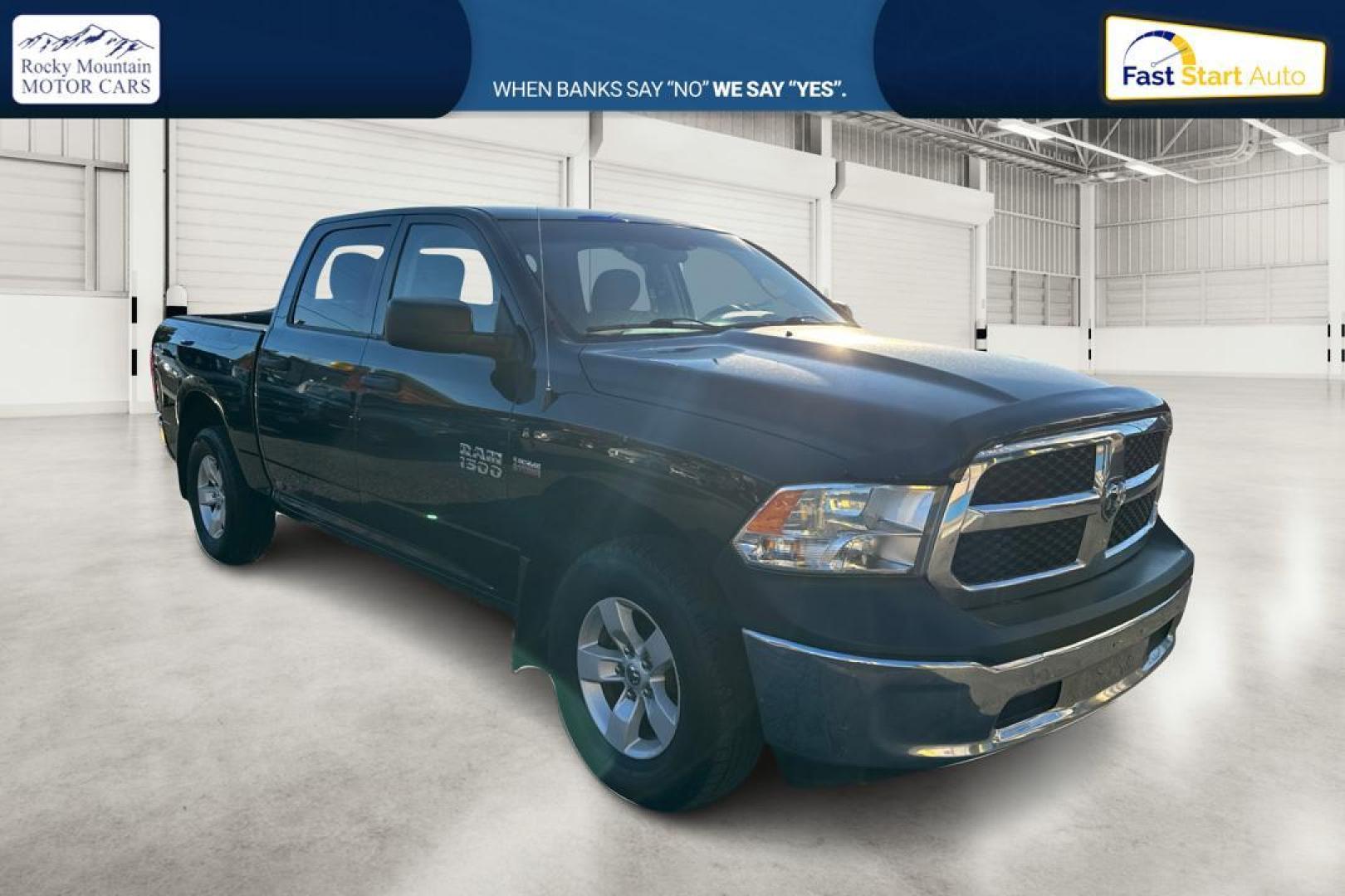 2017 Black RAM 1500 Tradesman Crew Cab SWB 4WD (3C6RR7KT7HG) with an 5.7L V8 OHV 16V engine, 8A transmission, located at 344 S Washington Blvd, Ogden, UT, 84404, (801) 399-1799, 41.255482, -111.970848 - Photo#0