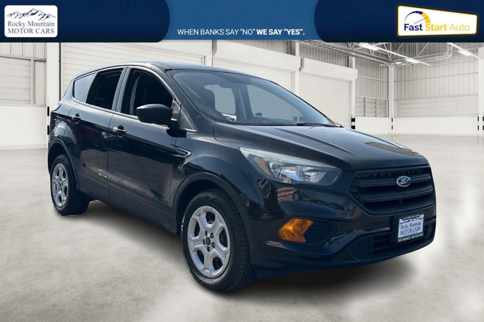 2018 Black Ford Escape S FWD (1FMCU0F79JU) with an 2.5L L4 DOHC 16V engine, 6A transmission, located at 767 S State Road, Pleasant Grove, UT, 84062, (801) 785-1058, 40.354839, -111.736687 - Photo#0