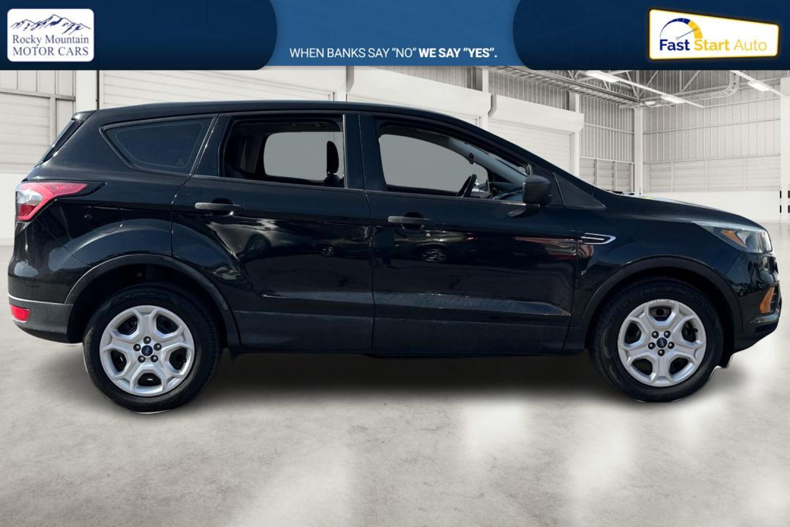 2018 Black Ford Escape S FWD (1FMCU0F79JU) with an 2.5L L4 DOHC 16V engine, 6A transmission, located at 767 S State Road, Pleasant Grove, UT, 84062, (801) 785-1058, 40.354839, -111.736687 - Photo#1