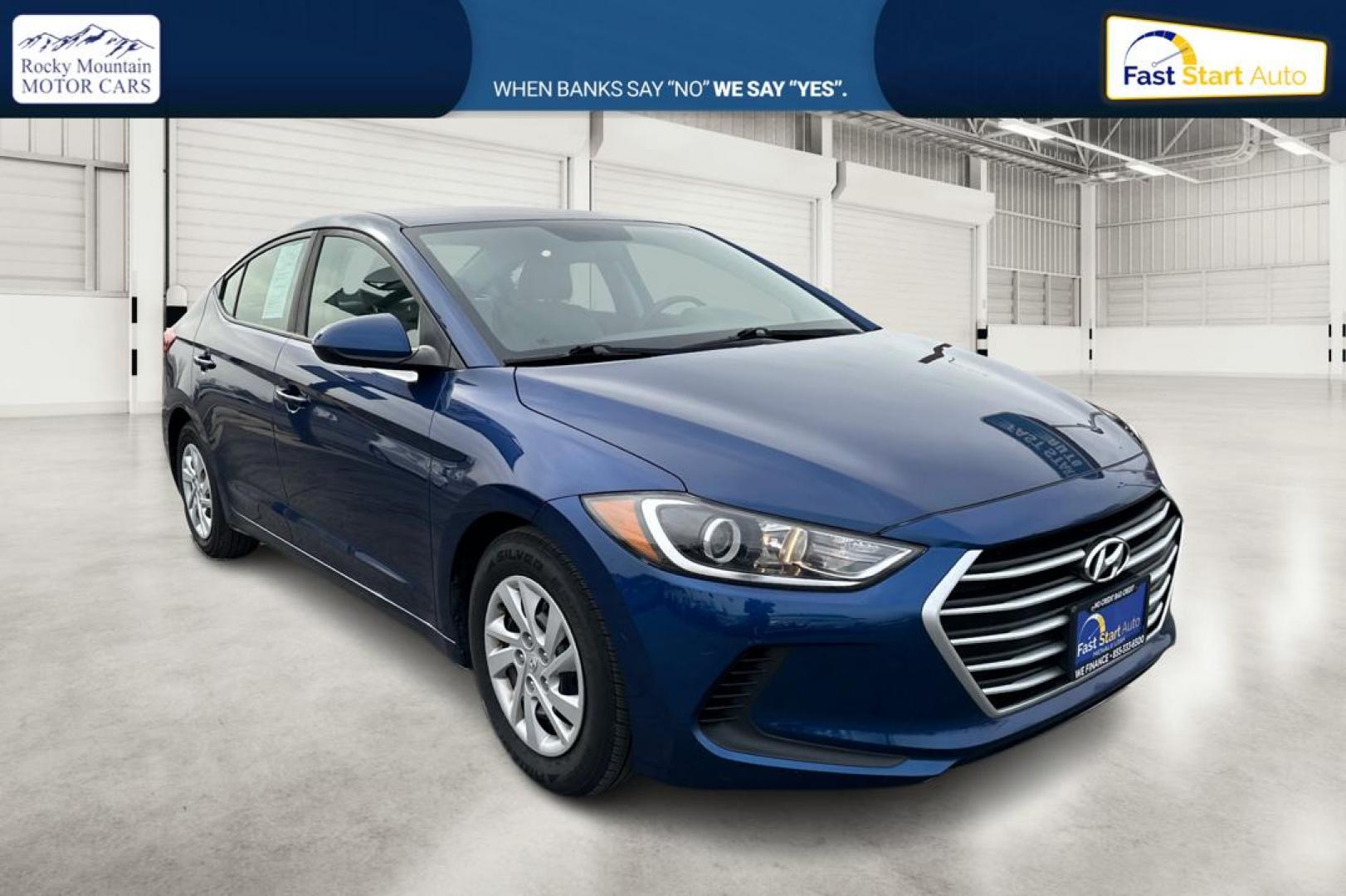 2018 Blue Hyundai Elantra SE 6AT (5NPD74LF1JH) with an 1.8L L4 DOHC 16V engine, 6A transmission, located at 7755 State Street, Midvale, UT, 84047, (801) 753-9063, 40.610329, -111.890656 - Photo#0