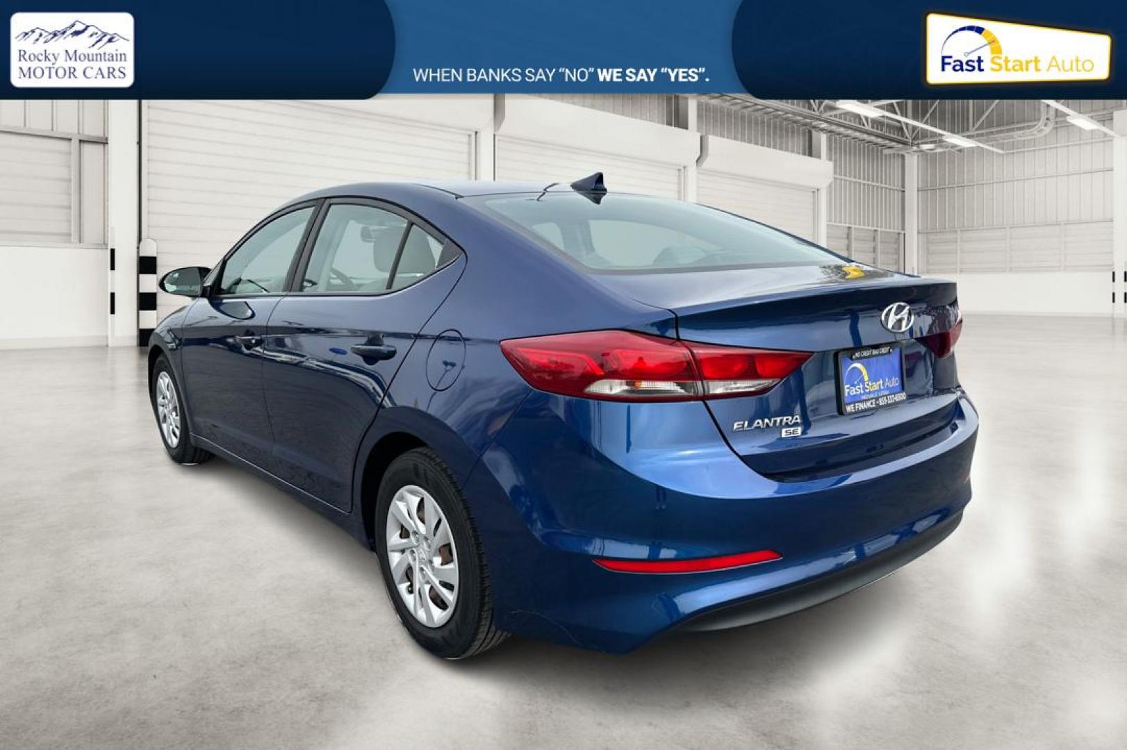 2018 Blue Hyundai Elantra SE 6AT (5NPD74LF1JH) with an 1.8L L4 DOHC 16V engine, 6A transmission, located at 7755 State Street, Midvale, UT, 84047, (801) 753-9063, 40.610329, -111.890656 - Photo#5