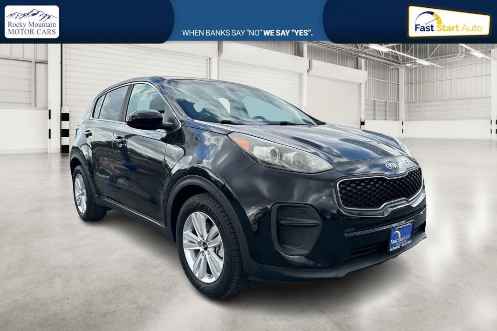 2018 Black Kia Sportage LX FWD (KNDPM3AC4J7) with an 2.4L V6 DOHC 24V engine, 6A transmission, located at 7755 State Street, Midvale, UT, 84047, (801) 753-9063, 40.610329, -111.890656 - Photo#0
