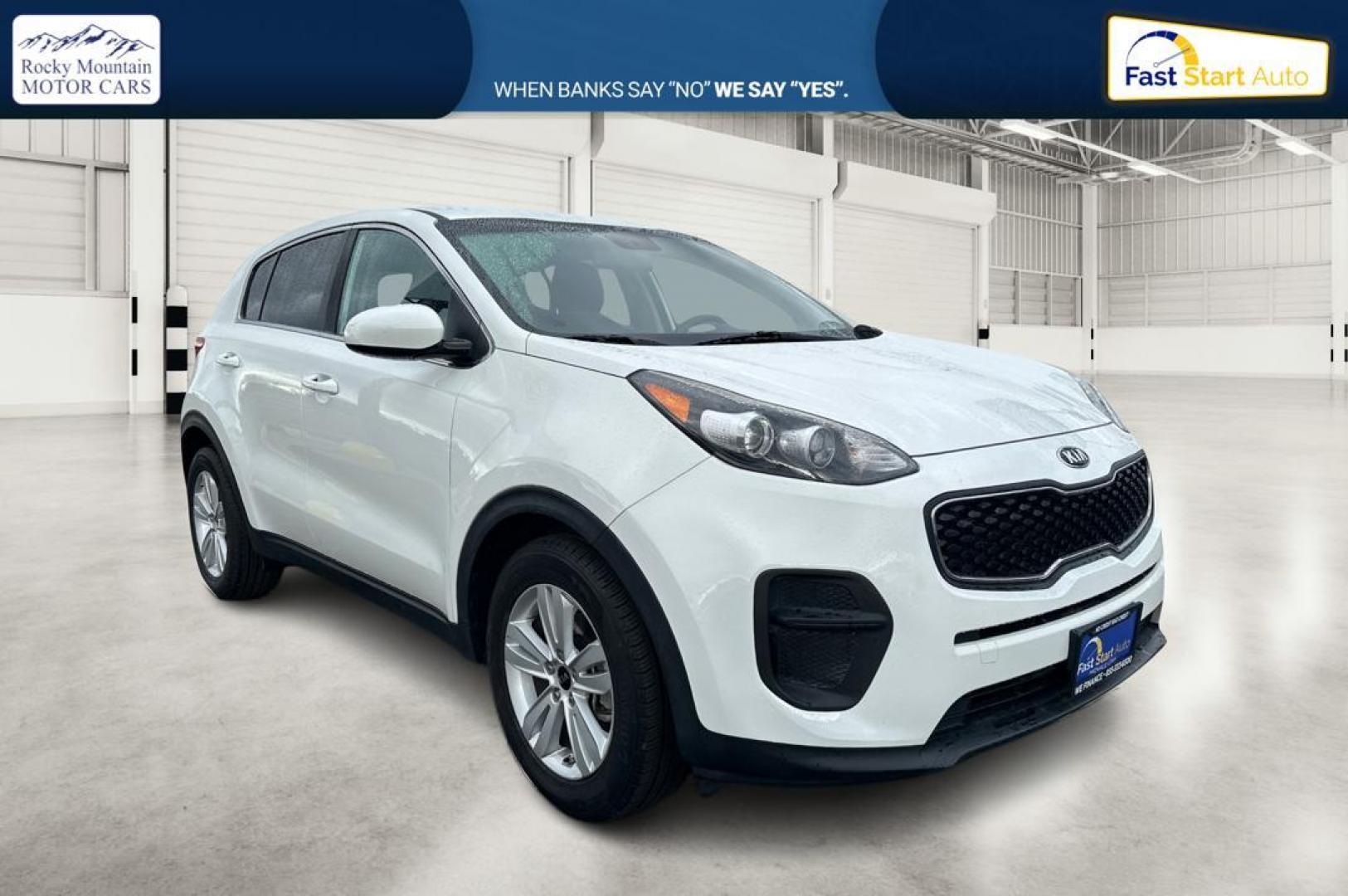2018 White Kia Sportage LX FWD (KNDPM3AC7J7) with an 2.4L V6 DOHC 24V engine, 6A transmission, located at 7755 State Street, Midvale, UT, 84047, (801) 753-9063, 40.610329, -111.890656 - Photo#0