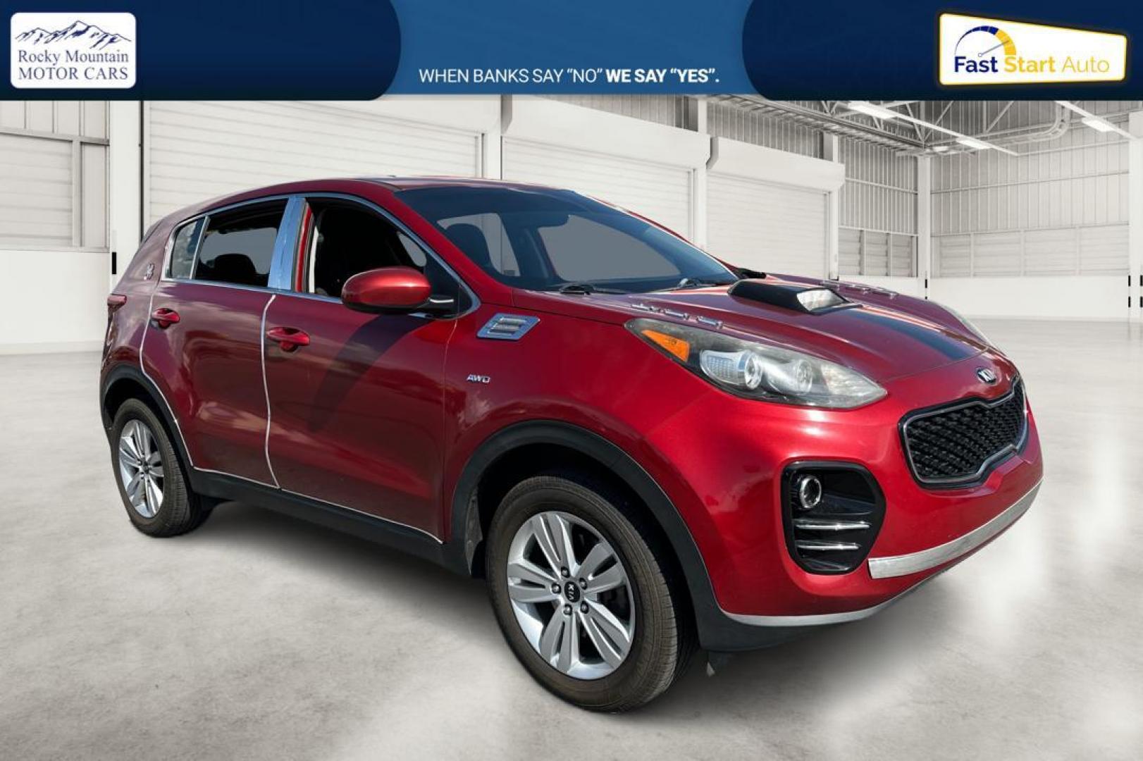 2018 Red Kia Sportage LX AWD (KNDPMCACXJ7) with an 2.4L V6 DOHC 24V engine, 6A transmission, located at 767 S State Road, Pleasant Grove, UT, 84062, (801) 785-1058, 40.354839, -111.736687 - Photo#0