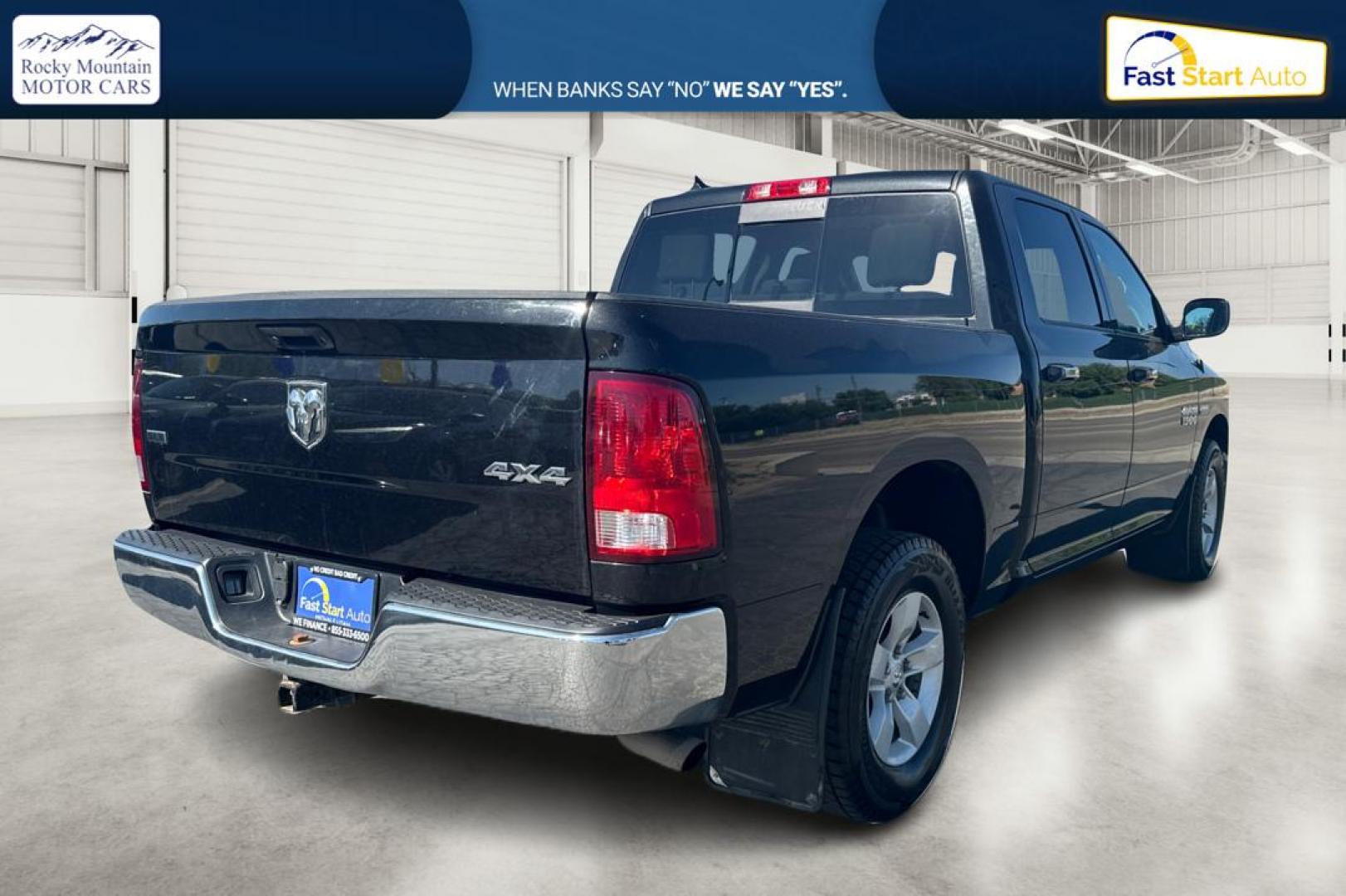 2018 Black RAM 1500 SLT Crew Cab SWB 4WD (1C6RR7LT4JS) with an 5.7L V8 OHV 16V engine, 8A transmission, located at 7755 State Street, Midvale, UT, 84047, (801) 753-9063, 40.610329, -111.890656 - Photo#2