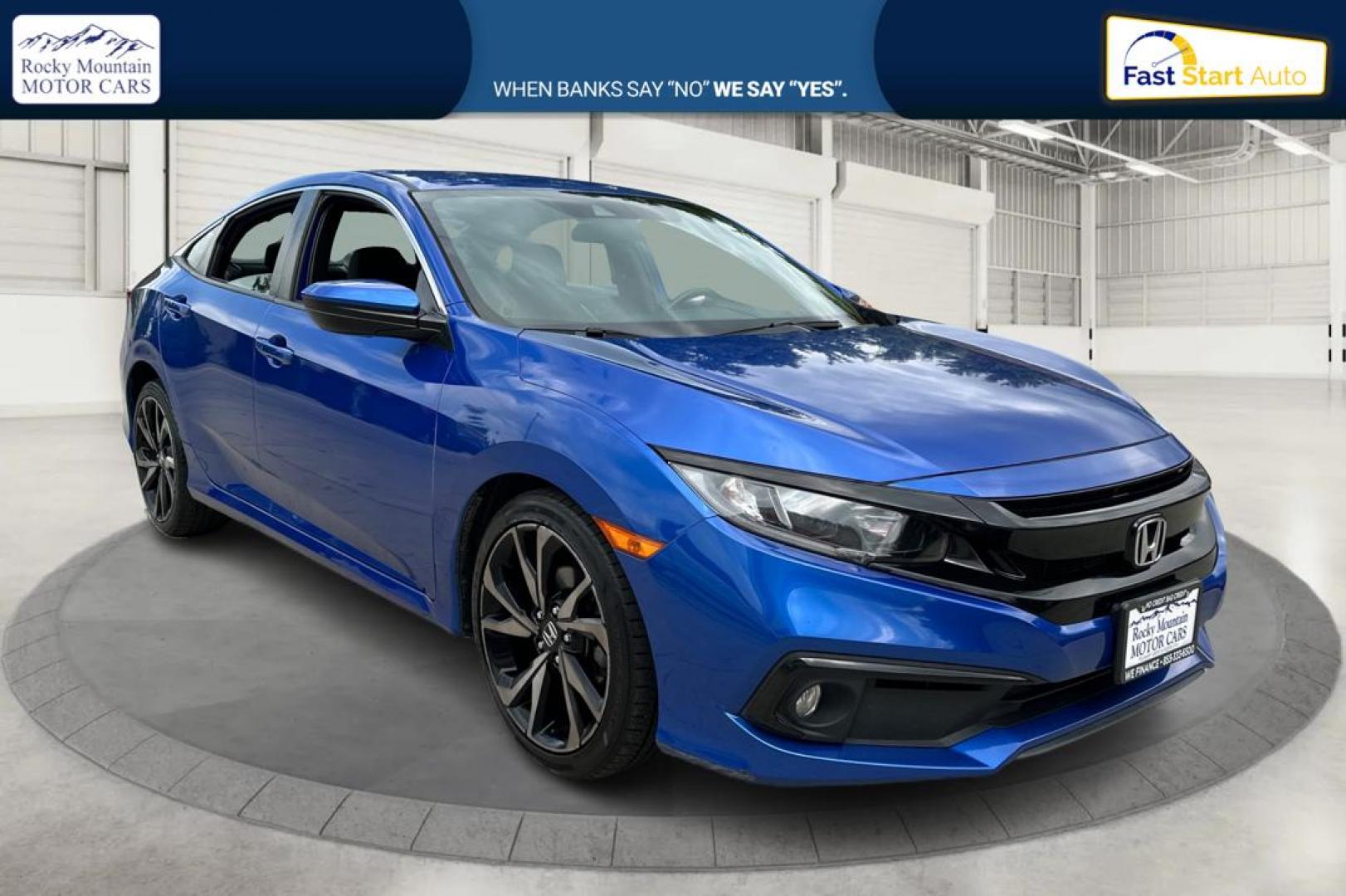 2019 Blue Honda Civic EX Honda Sensing Sedan CVT (2HGFC2F89KH) with an 2.0L L4 DOHC 16V engine, CVT transmission, located at 767 S State Road, Pleasant Grove, UT, 84062, (801) 785-1058, 40.354839, -111.736687 - Photo#0