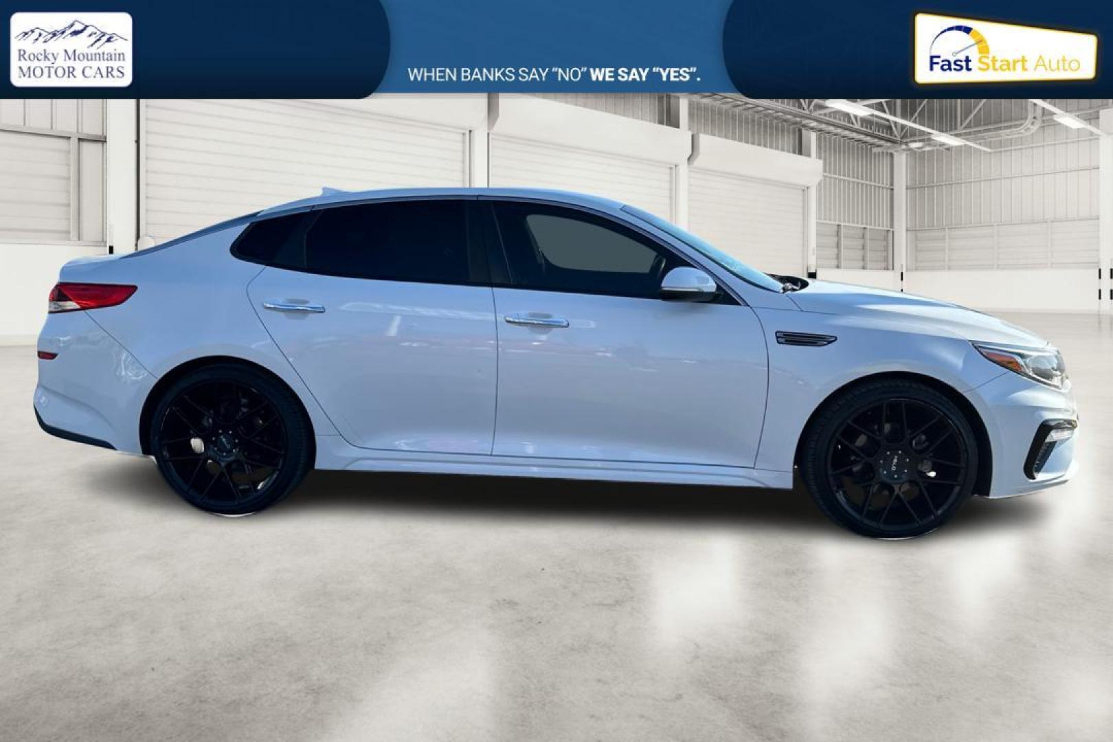 2019 White Kia Optima LX (5XXGT4L35KG) with an 2.4L L4 DOHC 16V engine, 6A transmission, located at 7755 State Street, Midvale, UT, 84047, (801) 753-9063, 40.610329, -111.890656 - Photo#1